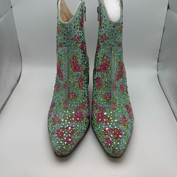Betsey Johnson Women's Diva Western Boot SIZE 9.5 COLOR MINT FLORAL NEW - Picture 2 of 7